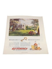 Old Fitzgerald Bourbon Whiskey Advertising Print 1940s - Kentucky's key To Hospitality 35cm x 27cm