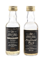 Highland Park 22 & Edradour 21 Year Old Bottled 1980s - Cadenhead's 2 x 5cl / 46%