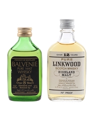 Balvenie Pure Malt Over 8 Years & Linkwood 12 Year Old Bottled 1970s 2 x 4.7cl-5cl / 40%