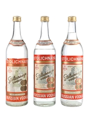 Stolichnaya Russian Vodka Bottled 1980s 3 x 75cl / 40%