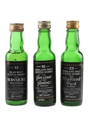 Glenlivet 16 Year Old, Bowmore 13 Year Old & Highland Park 22 Year Old Bottled 1970s - Cadenhead's 3 x 5cl / 46%