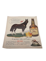 Hunter Fine Blended Whiskey Advertising Print 1940s - If You Know The Value You'll Agree 26cm x 36cm