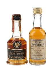 Old Forester & Benchmark Premium 6 Year Old Bottled 1970s 2 x 4.7cl / 43%