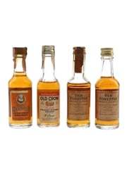 Old Forester, Old Crow & Old Grand-Dad Bottled 1970s-1980s 4 x 4.7-5cl