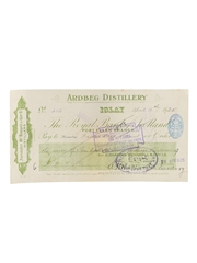 Ardbeg Distillery Cheque