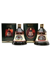 Bells Christmas 1992  1996 Ceramic Decanters