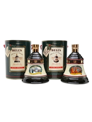 Bell's Christmas 1990 & 1991 Ceramic Decanters  75cl & 70cl