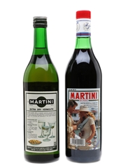 Martini Extra Dry & Rosso Bottled 1970s & 1980s 2 x 100cl