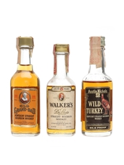 Old Grand Dad, Walkers, Wild Turkey Bottled 1970s-1980s 3 x 5cl