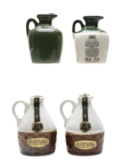 Chequers, Lindisfarne, Rutherford's Bottled 1970s-1980s  - Ceramic Decanters 4 x 5cl / 40%
