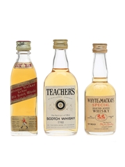 Johnnie Walker, Teacher's, Whyte & Mackays Bottled 1970s 3 x 5cl / 40%