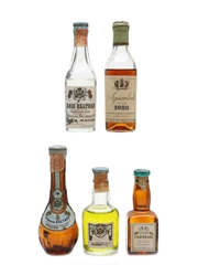 Spanish & Portuguese Spirits & Liqueurs Bottled 1950s 5 x 3cl-5cl