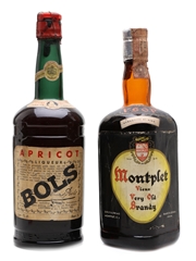 Bols Apricot Brandy & Montplet VSOP Bottled 1950s & 1960s 2 x 75cl