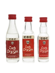 Cork Dry Gin Bottled 1970s-1980s 3 x 6cl-7.1cl