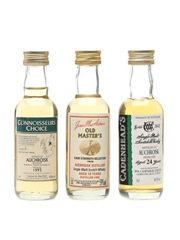 Auchroisk 24 Year Old, 1993 & 1996 James MacArthur's, Cadenhead's and Gordon & MacPhail 3 x 5cl