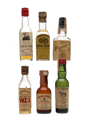 Assorted Blended Scotch Whisky Bottled 1930s-1950s - Glenlogie, Haig, Black Swan 6 x 4.7cl-5.9cl