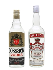 Cossack & Smirnoff Vodka Bottled 1970s - England 2 x 75.7cl / 37.5%