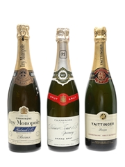 Heidsieck, Perrier Jouet & Tattinger Champagne 3 x 75cl-78cl / 12%