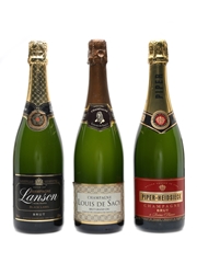 Piper Heidsieck, Lanson & Louis De Sacy Non Vintage Champagnes 3 x 75cl / 12%