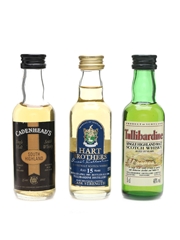 Tullibardine 10, 13 & 15 Year Old Cadenhead's, Hart Brothers & Distillery Bottling 3 x 5cl