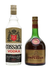 Grand Empereur Brandy & Cossack Vodka Bottled 1970s 68cl & 75.7cl