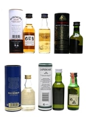 Assorted Islay Single Malt Scotch Whisky Bowmore, Bruichladdich, Bunnahabhain, Kilchoman, Laphroaig, Lagavulin (White Horse) 6 x 5cl