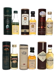Assorted Single Malt Scotch Whisky Aberfeldy, Aberlour, Ben Nevis, Drumguish, Edradour & Glen Deveron 6 x 5cl