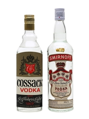 Cossack & Smirnoff Vodka Bottled 1970s 2 x 75cl / 37.5%