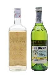 Booth's Finest & Pernod Bottled 1970s 75.7cl & 69.6cl