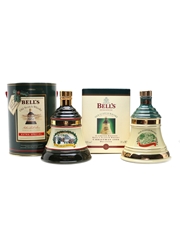 Bell's Ceramic Decanters Christmas 1990 & 1998 75cl & 70cl