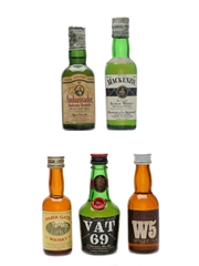 Assorted Blended Scotch Whisky Vat 69, Park Gate, Mackenzie, W5 & Ambassador Deluxe 5 x 3-4.7cl