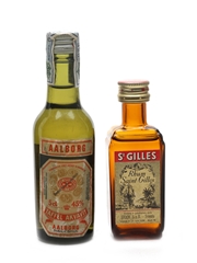 Aalborg Akvavit & St Gilles Rhum Bottled 1960s-1970s 5cl & 3cl / 45%