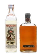 Pilla Martin Rhum & Pilla Liqueur Bottled 1940s & 1950s 2 x 75cl
