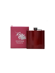 English Whisky Co. Hip Flask Stainless Steel - Red 11cm x 9.5cm