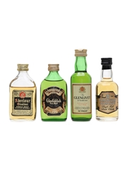 Aberlour, Glenlivet, Glenfiddich & Tamnavulin Bottled 1970s 4 x 4cl-5cl