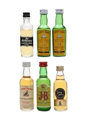 Assorted Blended Scotch Whisky Bottled 1970s-1980s - Antiquary, Cutty Sark, Famous Grouse, J & B, Long John 6 x 5cl / 40%