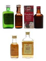 Assorted Blended Whisky Bottled 1970s-1980s - Black & White, Canadian Club, Crawford's, White Horse, Teacher's 5 x 5cl / 40%
