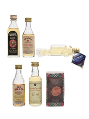 Assorted Scotch & American Whiskies Bonnie Charlie, Clan Tartan, Crabbie, Kenmore, Old Quaker, Roxburghe 6 x 3cl-5cl