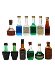 Assorted Liqueurs Bottled 1950s-1980s - Ancora, Bols, Cusenier, Heering 12 x 3cl-5cl