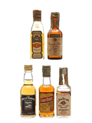 Assorted Whisky From Around The World Bottled 1970s-1980s - Canadian Club, Dufftown, Early Time, Jim Beam, Bushmills 5 x 4.7cl