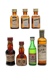 Assorted French Liqueurs Bottled 1960s-1970s - Cointreau, Grand Marnier, Pernod & Suze 7 x 2.8cl-5cl