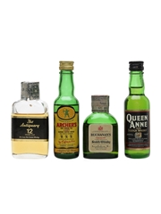 Antiquary, Archer's, Buchanan's & Queen Anne Bottled 1960s-1970s 4 x 3.7cl-4.7cl