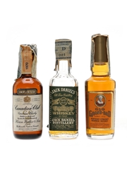 Canadian Club, Jack Daniel's & Old Grand Dad Bottled 1960s-1970s 3 x 4.7cl