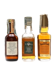 Canadian Club, Jack Daniel's & Old Grand Dad Bottled 1960s-1970s 3 x 4.7cl