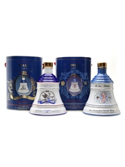 Bell's Ceramic Decanters Princess Eugenie 1990 & Queen Mother 90th 2 x 75cl / 43%