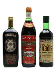 Assorted Italian Bitters Don Bairo, Gancia, Radis 100cl, 75cl & 70cl