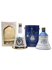 Bell's Ceramic Decanters Queen Elizabeth 60th & Queen Mother 90th 2 x 75cl / 43%
