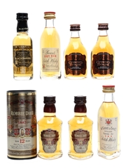 William Grant's Blended & Grain Scotch Whisky Black Barrel, Grant's Royal & Robbie Dhu 7 x 5cl