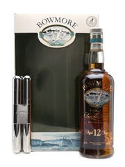 Bowmore 12 Years Old Gift Set Cigar Holder & Whisky Flask 70cl