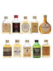 Assorted Blended Scotch Whisky Crawford's, Dalmeny, Glamis, Loch Lomond, Queen Anne, Whyte & Mackay 10 x 4.6cl-5cl
